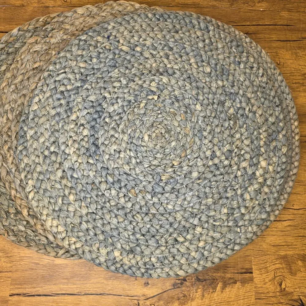 Threshold Woven Blue Grey Tan Jute Maize Round Place Mat Charger Dining 15in